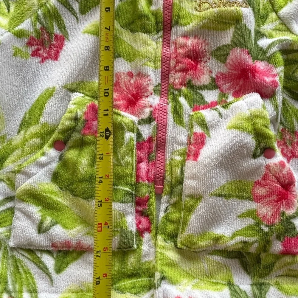 Tommy Bahama Girls' Hooded terry cloth Floral Zip Poncho White, Pink & Green